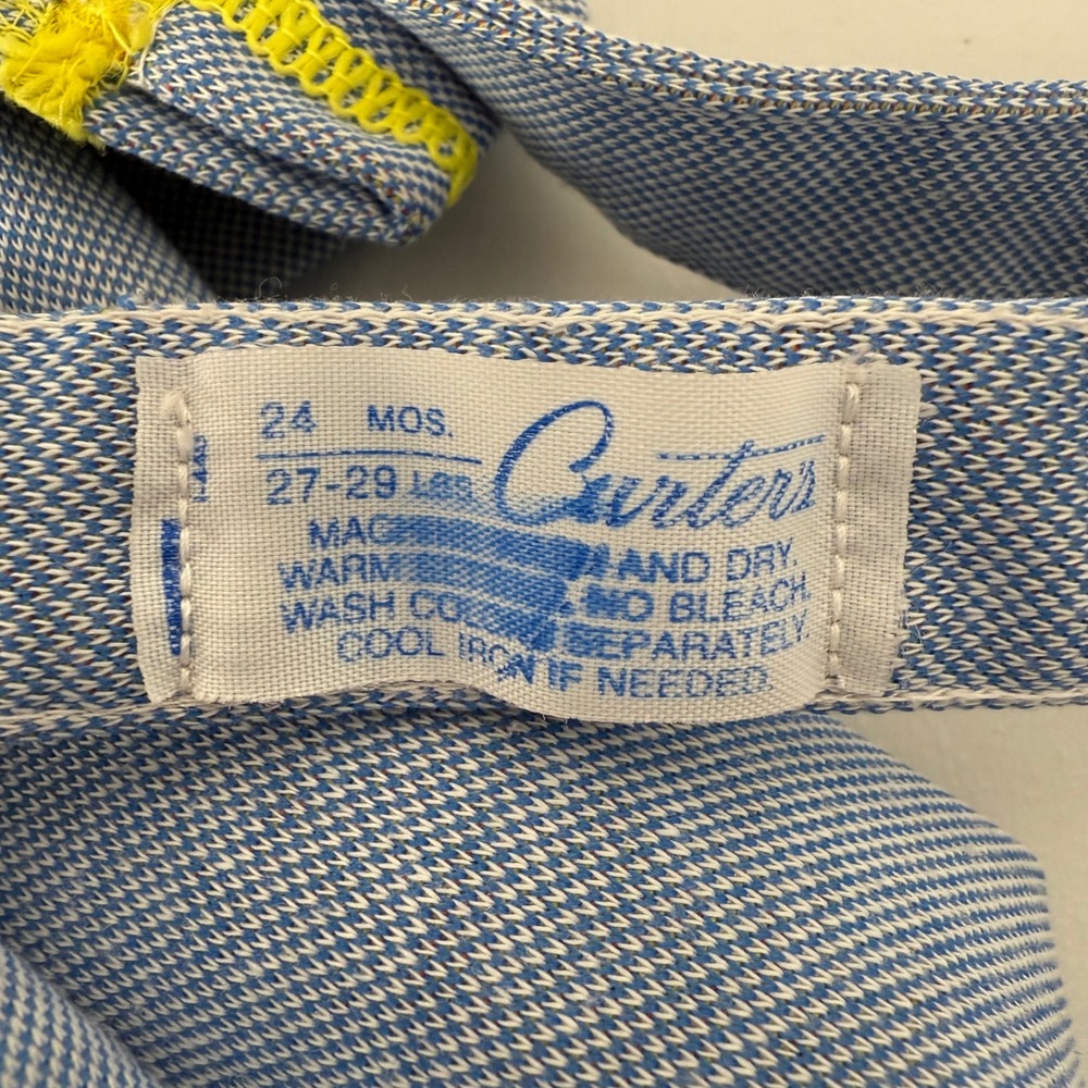 Vintage Carters‎ Kids Blue Train Overalls 24 Months Romper Jumper Snap Button - Picture 4 of 9